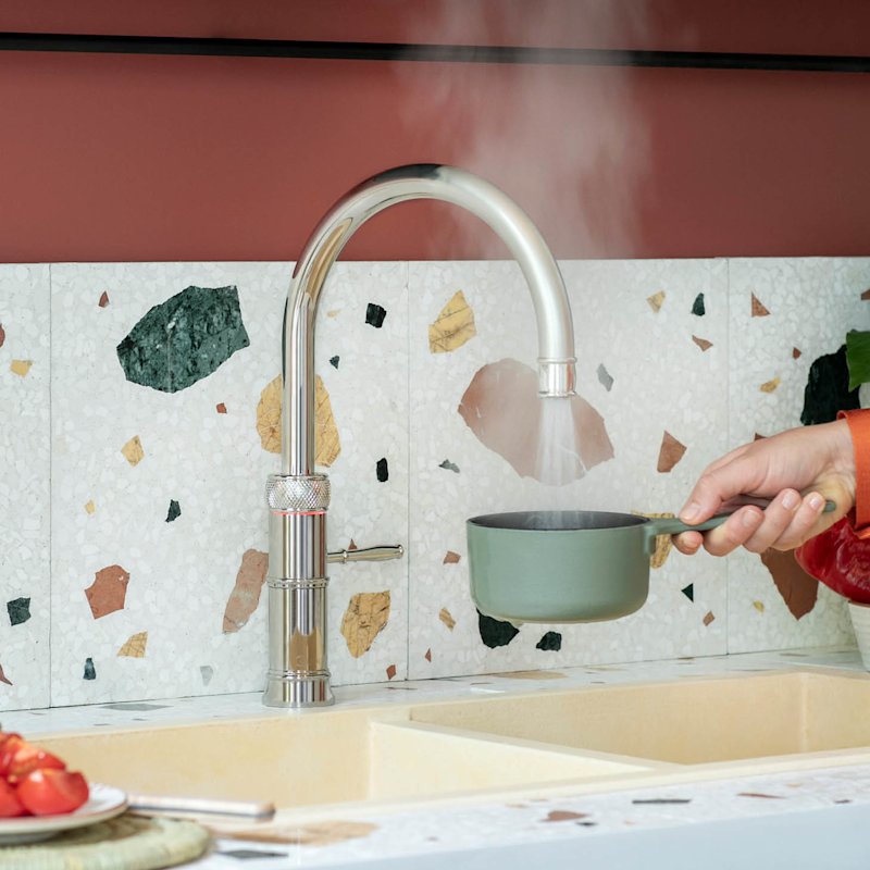 Quooker Classic Fusion Round boiling water tap in polished nickel