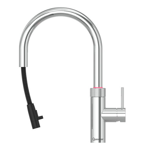 Quooker Flex Round boiling water tap in chrome with pull-out flexible hose