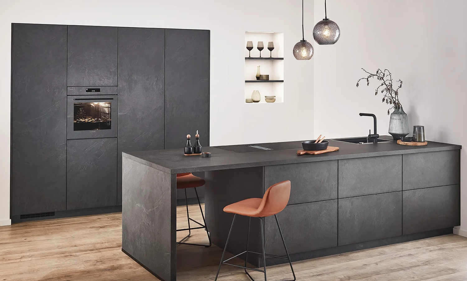 Nobilia StoneArt kitchen - slate stone reproduction front