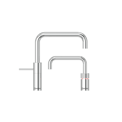 Quooker Nordic Square Twintaps - matching boiling water tap and mixer tap in chrome