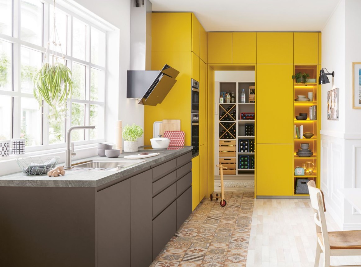 Schüller Alea Matt kitchen - matt velvet lacquer with J profile, Colour Concept, anti-fingerprint