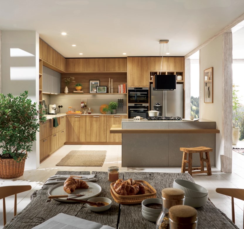 Schüller Bari kitchen - warm oak reproduction laminate