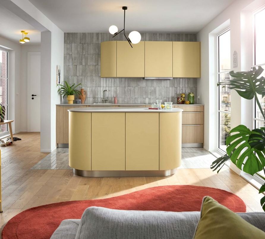 Schüller Lineo kitchen - vertical grooved woodgrain laminate
