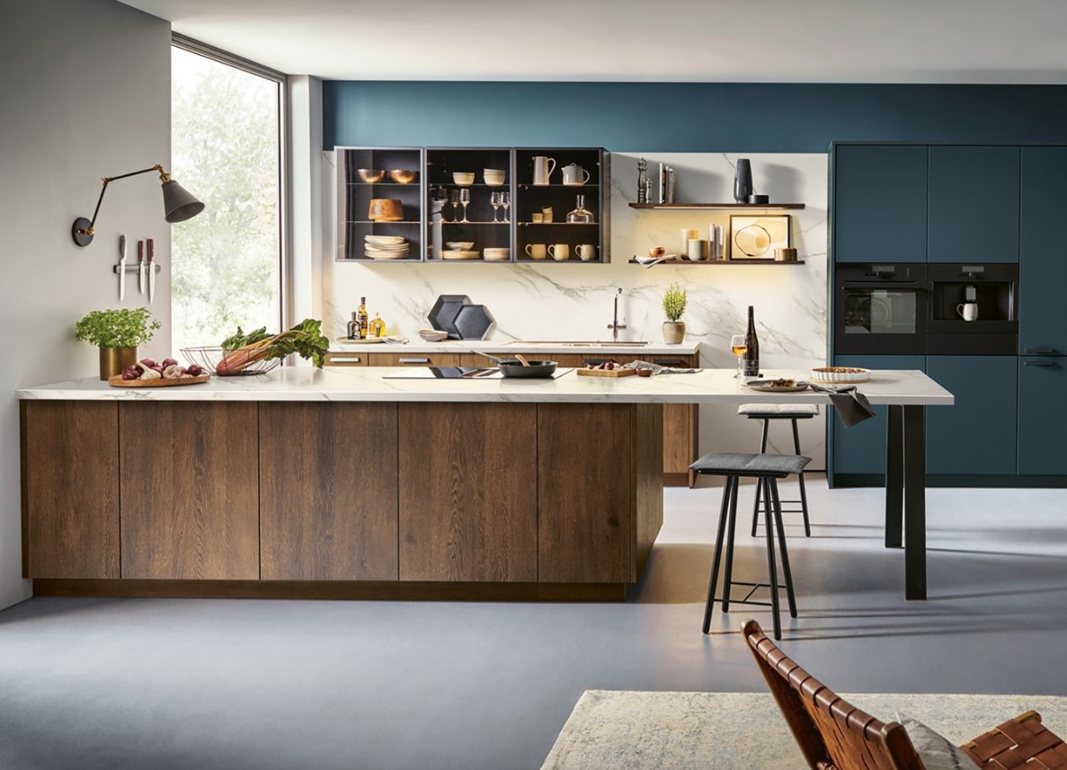 Schüller Rocca kitchen - real brushed oak wood veneer