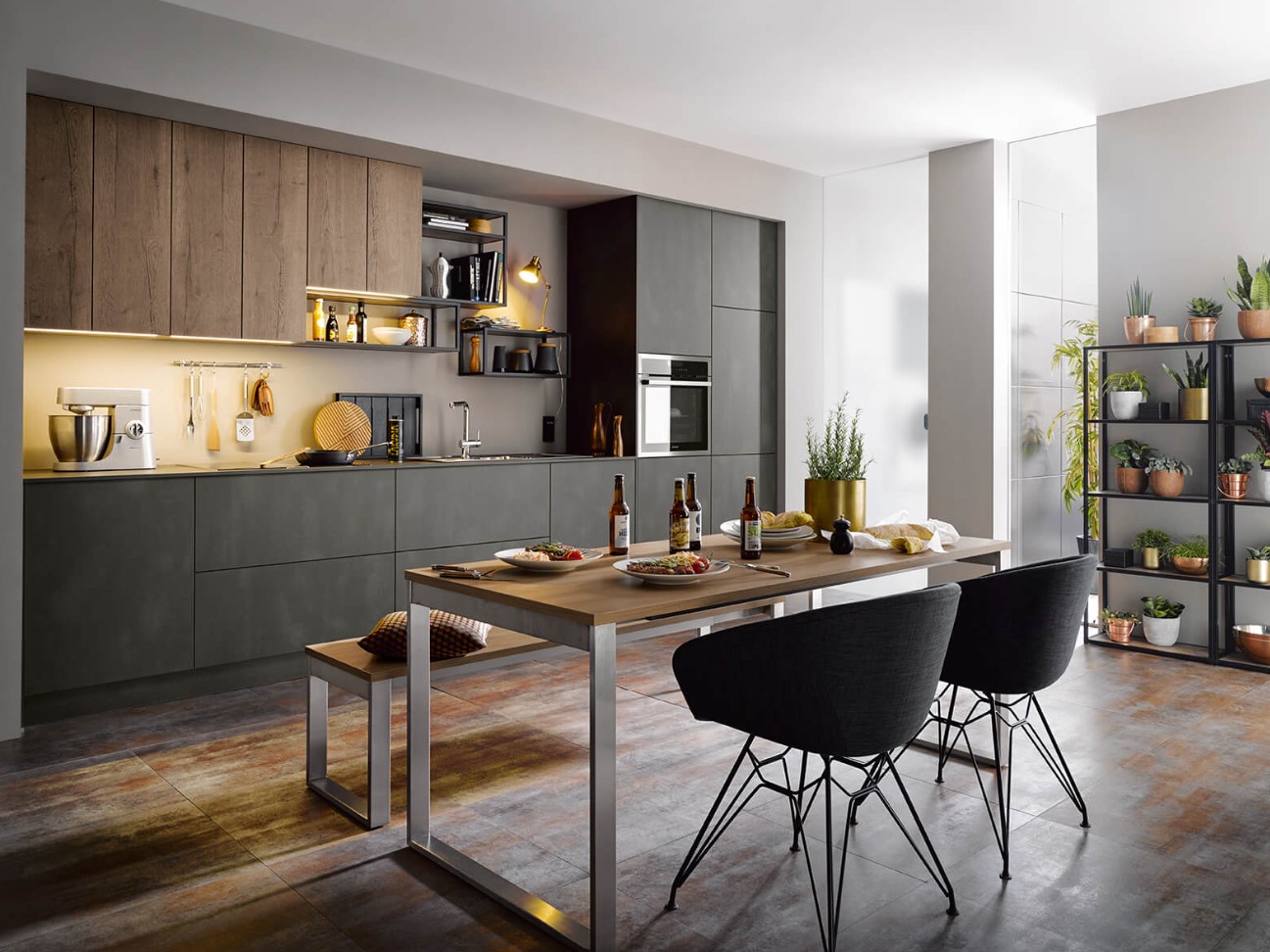 Schüller Targa kitchen - integrated grip-rail handleless UV lacquer, anti-fingerprint